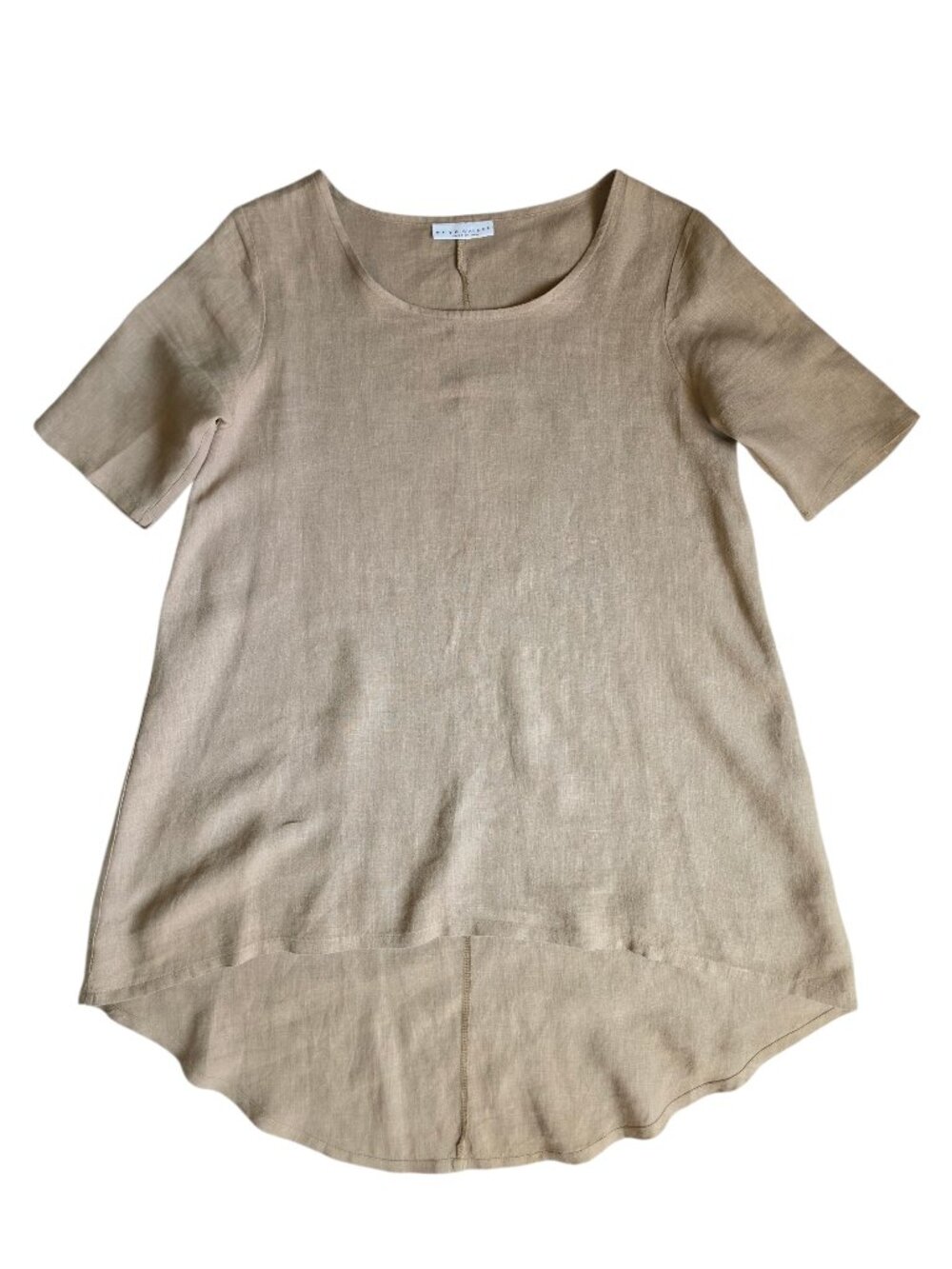 Bryn Walker 100% Linen Tunic Top Brown High Low Scoop Neck Lagenlook Women's XS